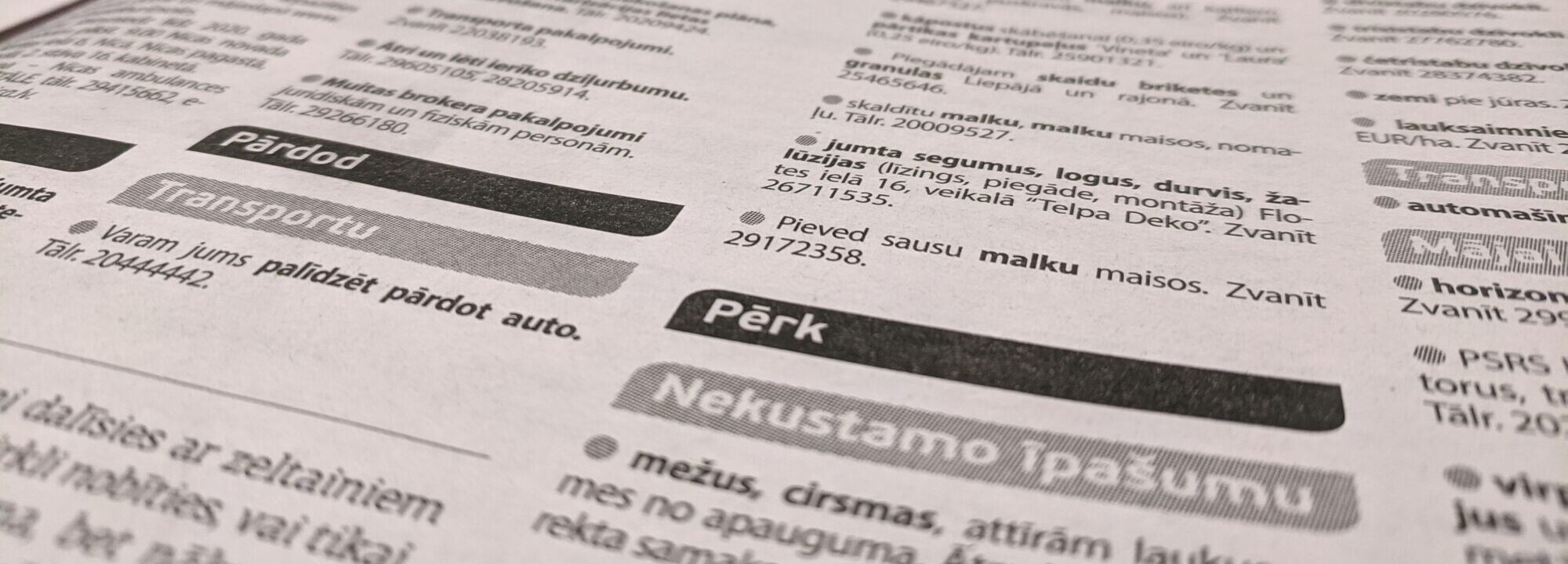 Ievieto sludinājumu laikrakstā “Kurzemes Vārds”